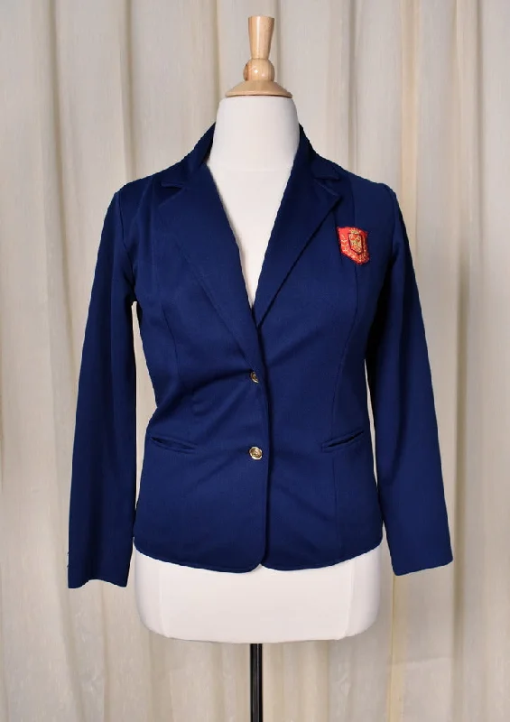 1970s Vintage Blue Eagle Crest Blazer Jacket Striped Jacket Polka Dot Jacket Floral Jacket