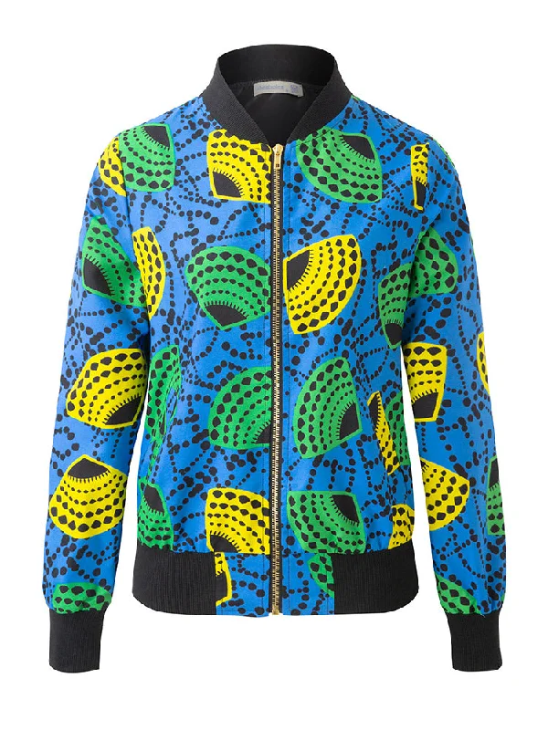 African Ankara Print Blue Jacket For unisex Oversized Jacket Tailored Jacket Straight Jacket