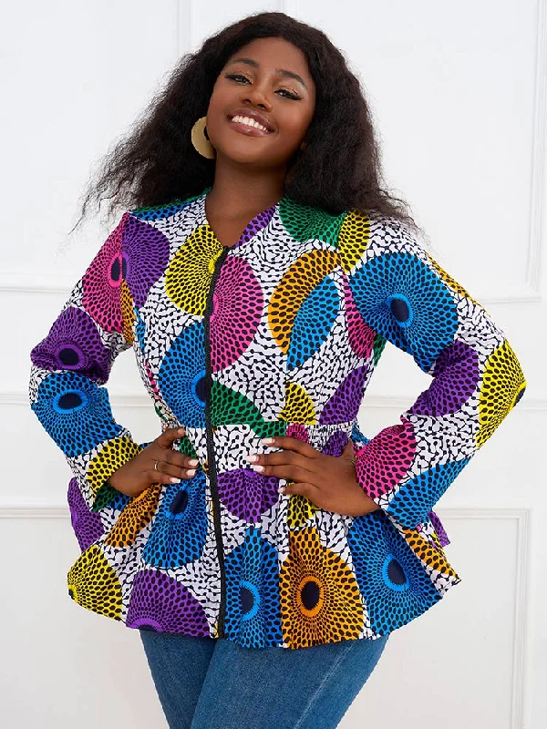 African Clothing Long Sleeves Jacket For Women Cotton Fabric Linen Fabric Terry Fabric