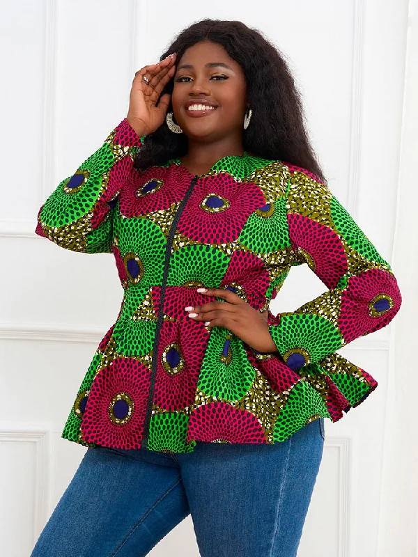 African Long Sleeves Ankara Jacket For Women Insulated Jacket Fitted Jacket Loose Jacket