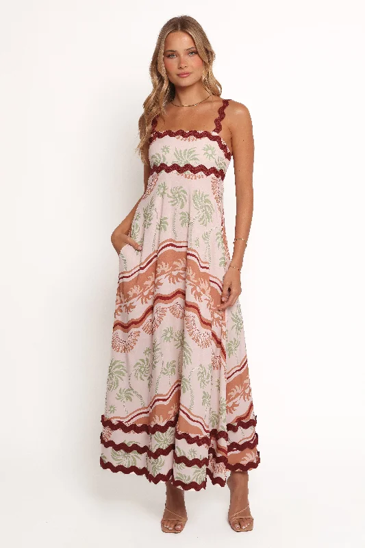 Briella Maxi Dress - Palm Tree Print Stylish Boho Maxi Dress