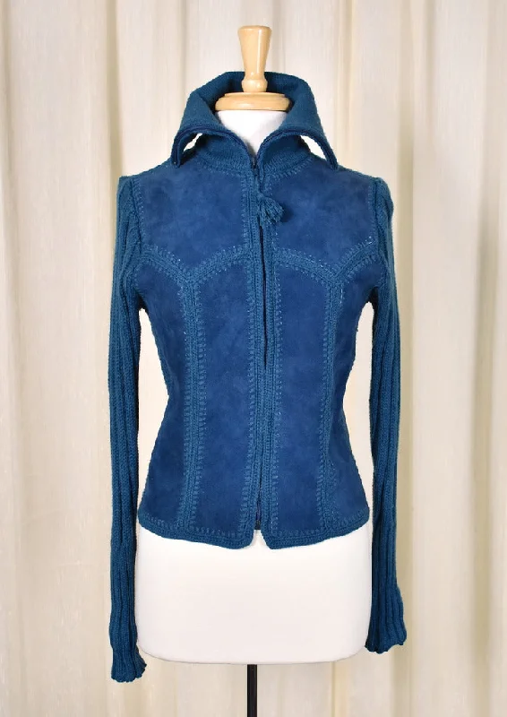 1970s Vintage Blue Patchwork Jacket Appliqued Jacket Beaded Jacket Sequined Jacket