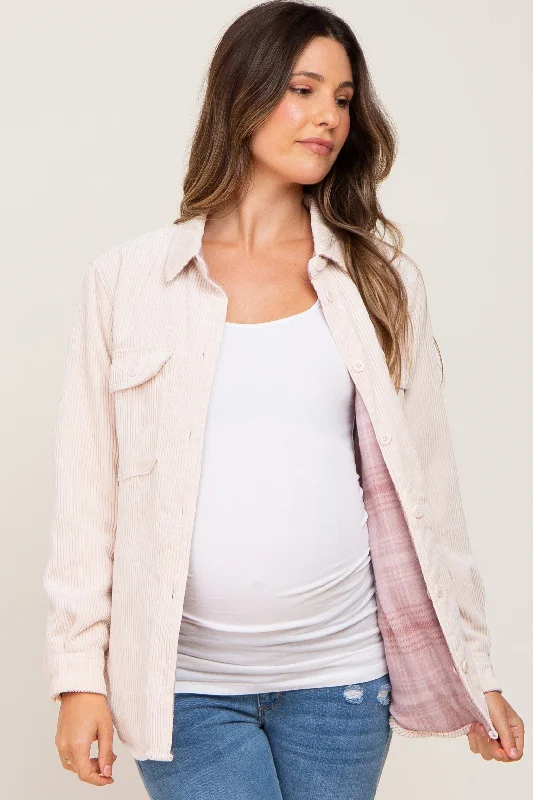 Cream Reversible Maternity Shirt Jacket Print Jacket Jacquard Jacket Patchwork Jacket