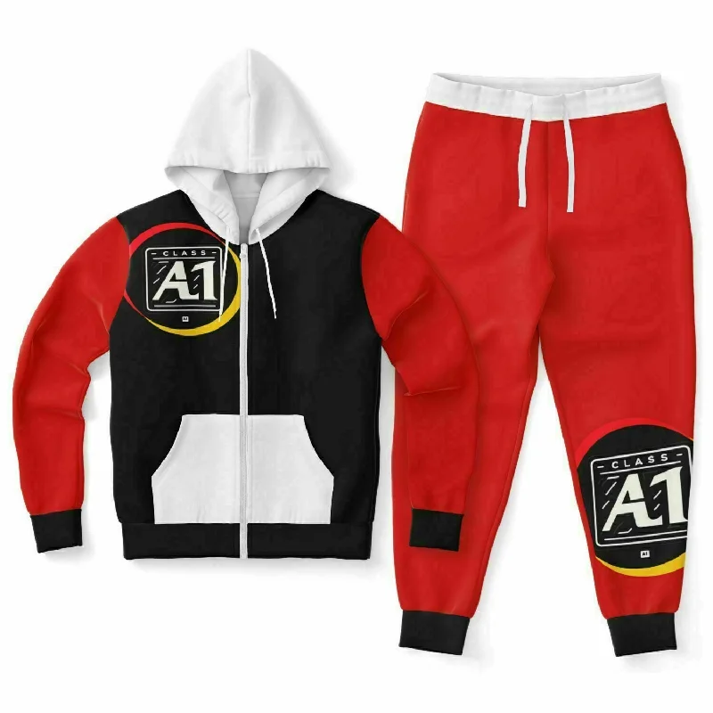 ClassA1 Fashion Ziphoodie & Jogger Outfit Set Hoodie with Hem Embroidery Detailed Premium ClassA1 Fashion Ziphoodie & Jogger Outfit Set Hoodie with Hem Embroidery Detailed Premium