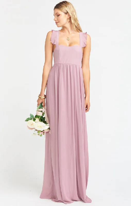 June Maxi Dress ~ Antique Rose Chiffon Stylish Maxi Dress with Frills