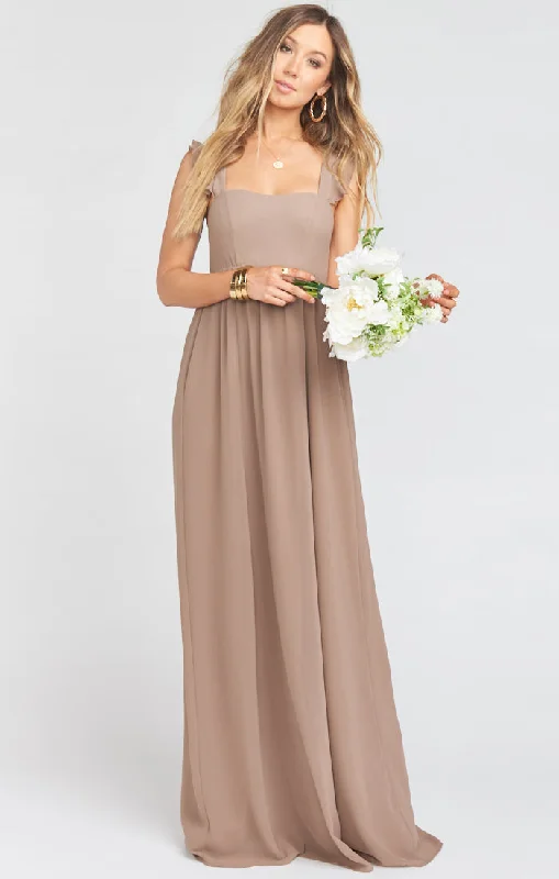 June Maxi Dress ~ Dune Chiffon Trendy Maxi Dress with Bow