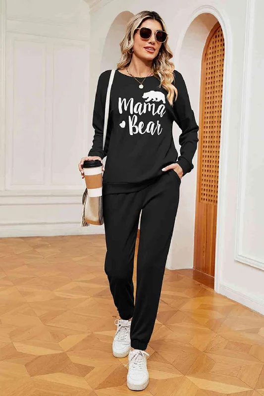 MAMA BEAR Sweatshirt and Sweatpants Set (several colors) Hoodie with Front Slit Layering Stylish MAMA BEAR Sweatshirt and Sweatpants Set (several colors) Hoodie with Front Slit Layering Stylish