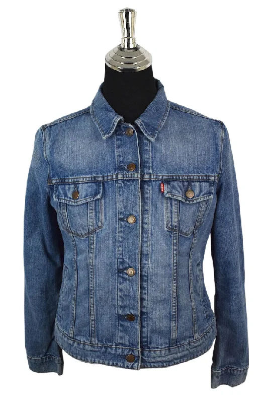 Levi's Brand Denim Jacket Denim Fabric Leather Fabric Suede Fabric