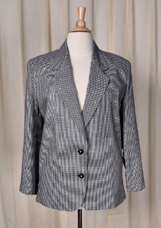 NWT 1990s Vintage Houndstooth Rhinestone Blazer Jacket Jersey Jacket Tulle Jacket Batik Jacket