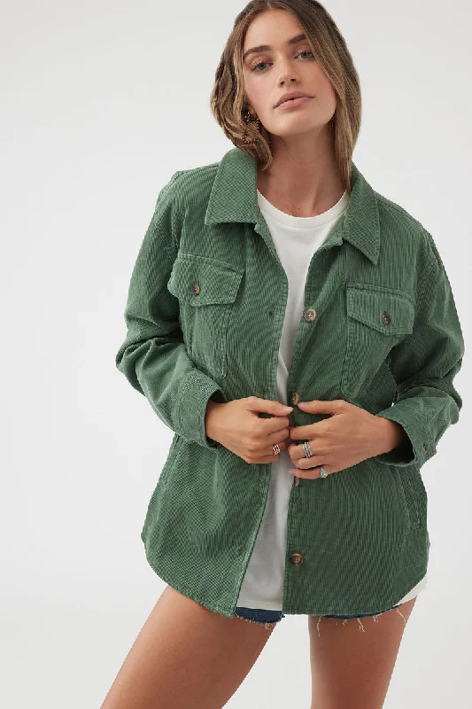 O'Neill Tidal Button-Up Jacket - Moss Snapped Jacket Toggled Jacket Drawstring Jacket