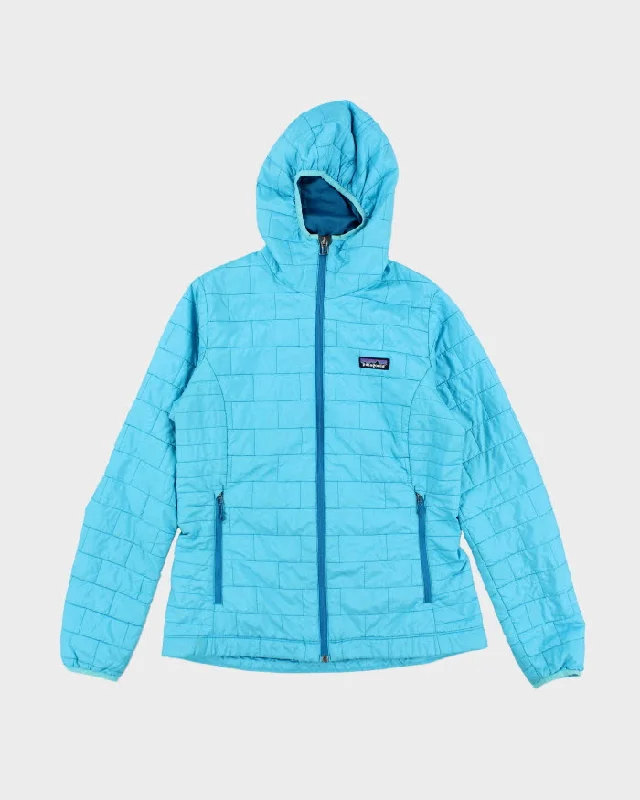 Patagonia Women's Hooded Quilted Down Jacket - M Collared Jacket Crew Neck Jacket Turtle Neck Jacket