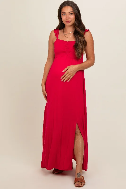 Red Ruffle Strap Maternity Maxi Dress Classic Black Maxi Dress