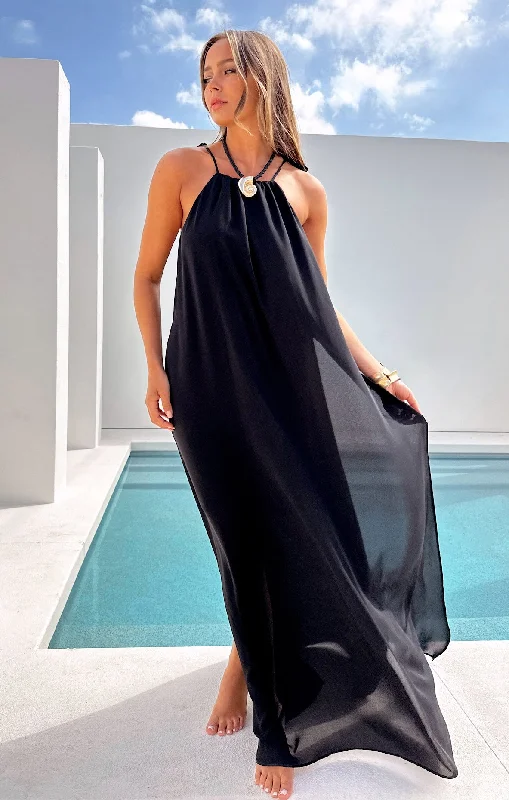 Rochester Maxi Dress ~ Black Fashionable High-Waist Maxi Dress