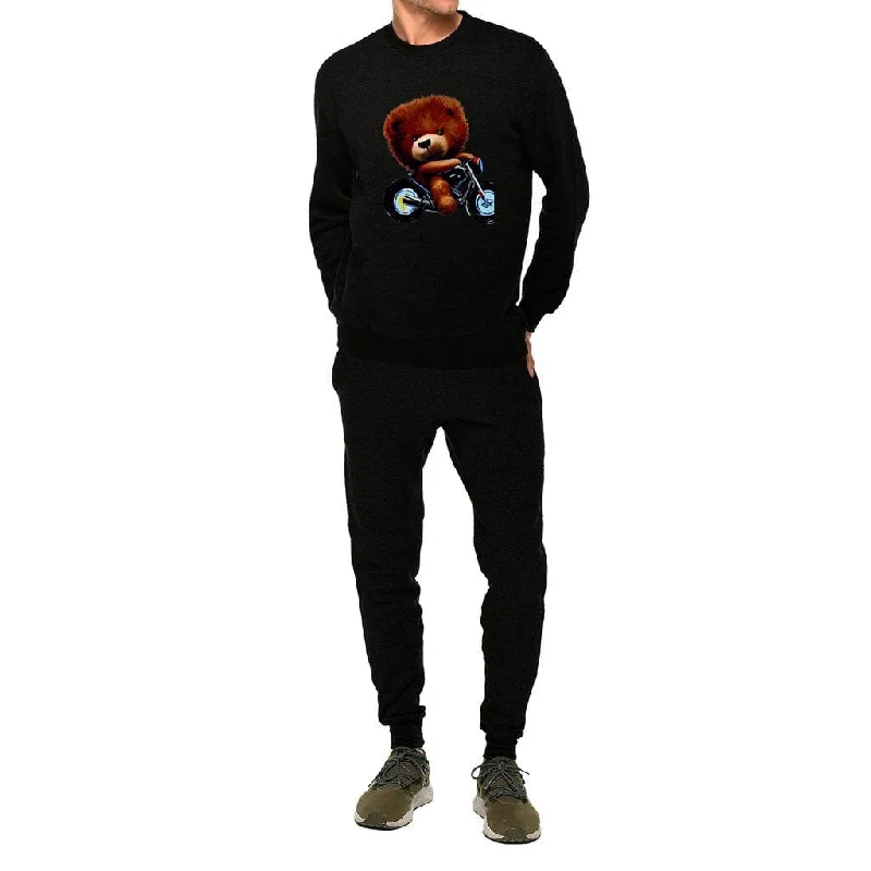 Teddy Ride Unisex Crewneck Sweatshirt Lounge Set Hoodie with Hem Patch Decorative Personalized Teddy Ride Unisex Crewneck Sweatshirt Lounge Set Hoodie with Hem Patch Decorative Personalized