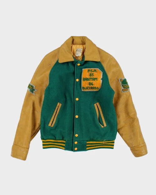 Vintage 80's Women's Embroidered Cheerleader Varsity Jacket - M Faux Fur Jacket Real Fur Jacket Shearling Jacket