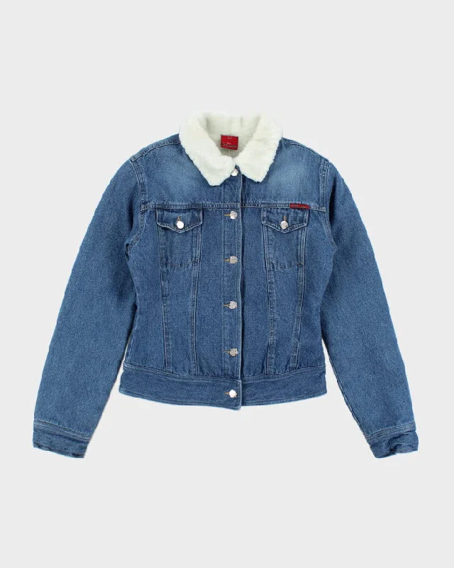 Vintage Y2K Women's Shank Faux Fur Lined Denim Jacket - M Mesh Jacket Canvas Jacket Denim Jacket