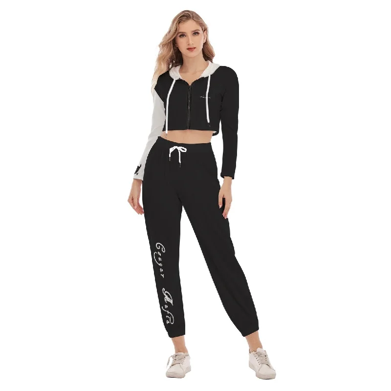 All-Over Print Women's Crop Hoodie Sports Set cougar mafia Hoodie with Set-In Sleeves Structured Classic All-Over Print Women's Crop Hoodie Sports Set cougar mafia Hoodie with Set-In Sleeves Structured Classic