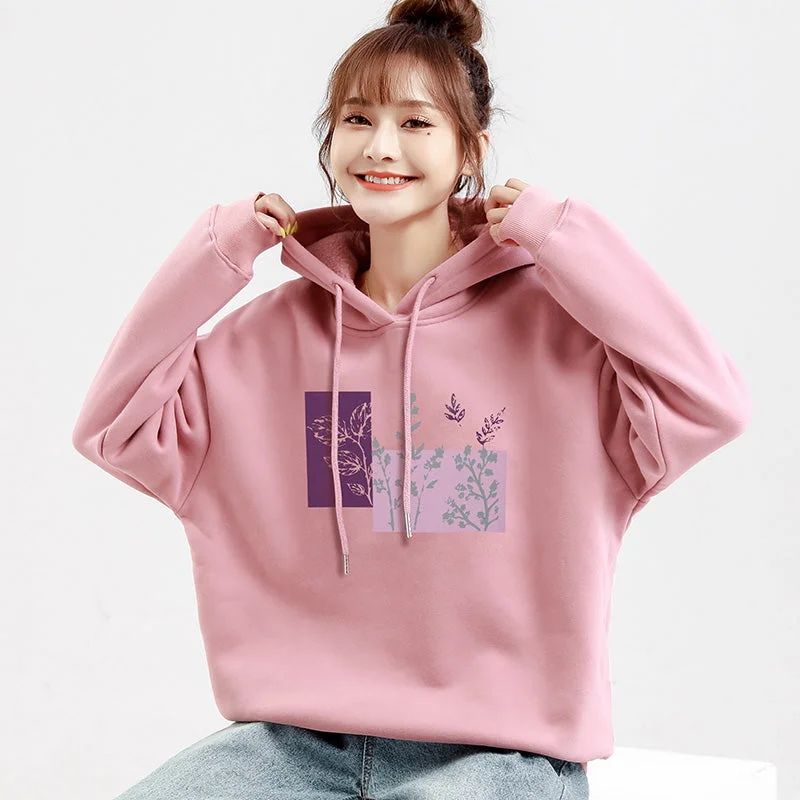 Autumn & winter long-sleeved all-match fleece hoodies for women Hoodie with Hem Fringe Bohemian Relaxed