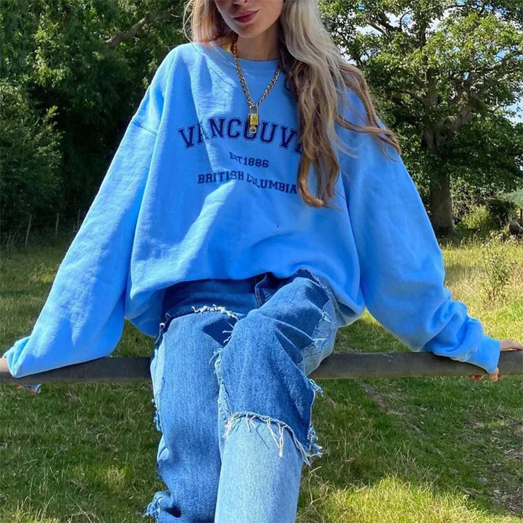 Autumn Winter Women Round Neck Letter Print Long Sleeve Loose Casual Sweatshirts Hoodie with Metallic Shiny Futuristic Autumn Winter Women Round Neck Letter Print Long Sleeve Loose Casual Sweatshirts Hoodie with Metallic Shiny Futuristic