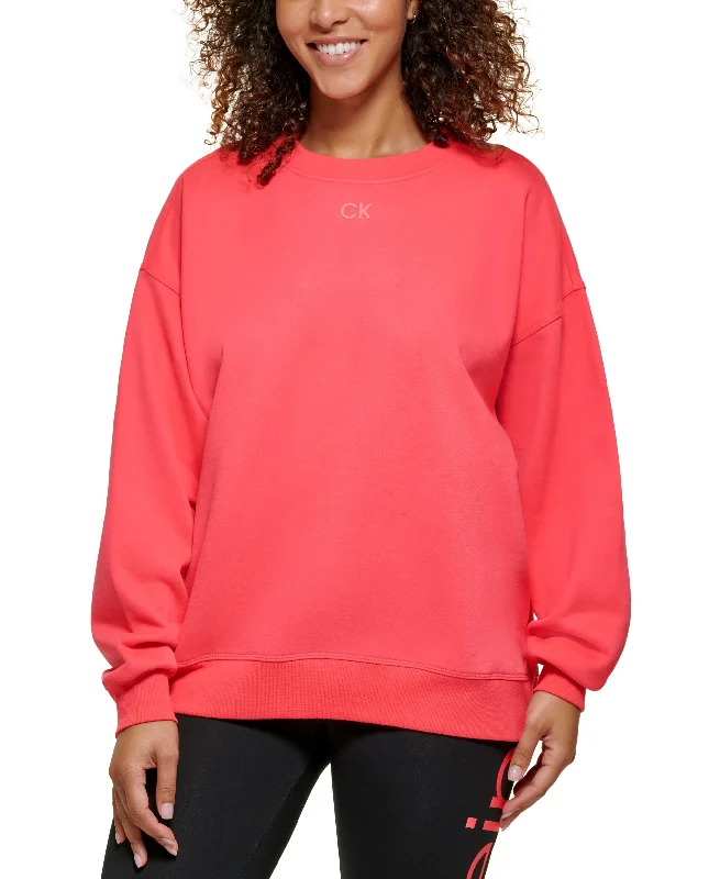 Calvin Klein Performance Womens Active Oversized Logo Sweatshirt Hoodie with Hem Applique Textured Unique Calvin Klein Performance Womens Active Oversized Logo Sweatshirt Hoodie with Hem Applique Textured Unique