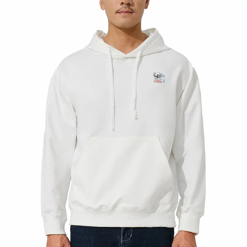 HUGE SPORTS Classic Revival White Hoodie - Mountains & Seas Series Hoodie with Crew Neck Simple Timeless HUGE SPORTS Classic Revival White Hoodie - Mountains & Seas Series Hoodie with Crew Neck Simple Timeless