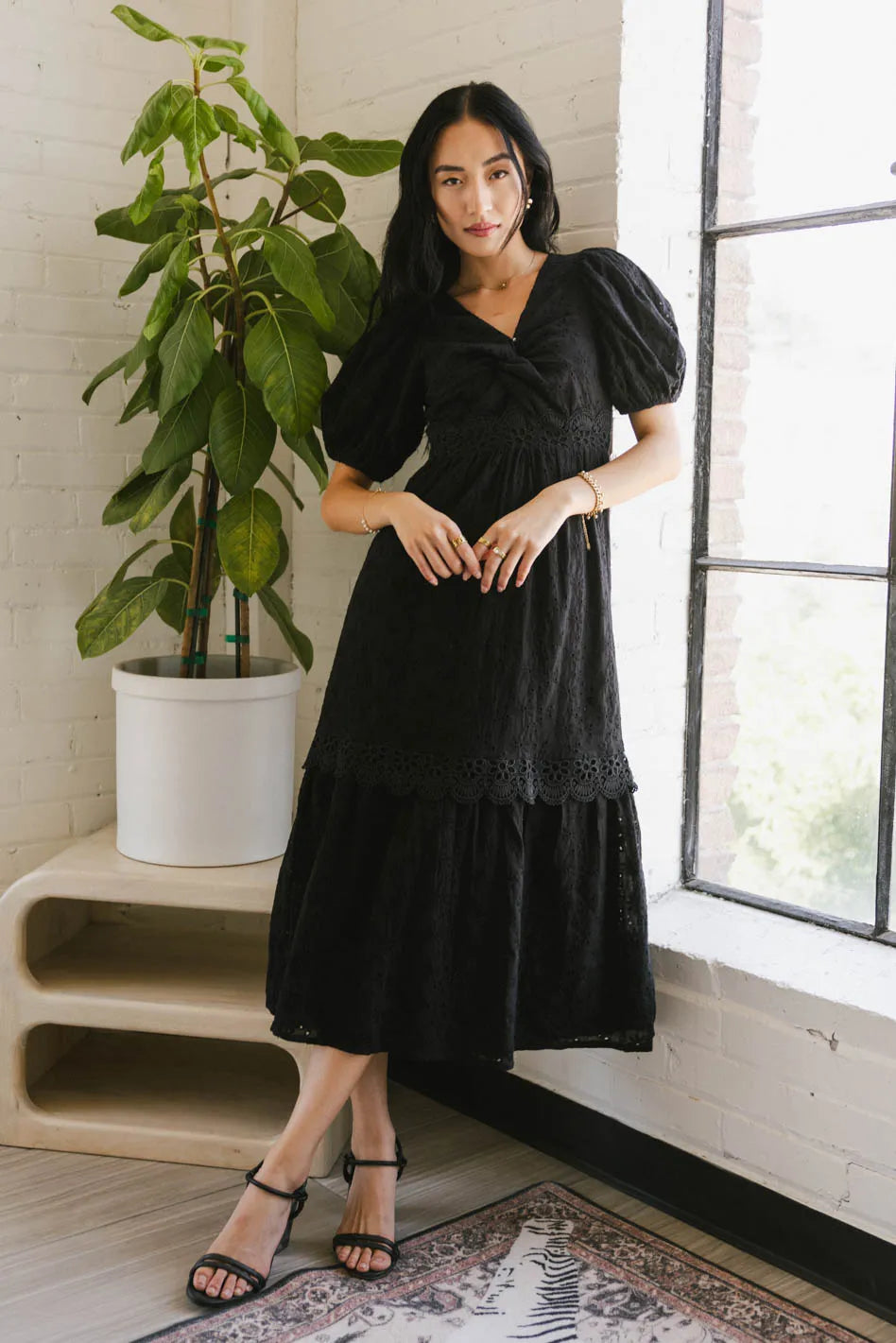 Cole Eyelet Lace Maxi Dress Comfortable Maxi Dress with Belt