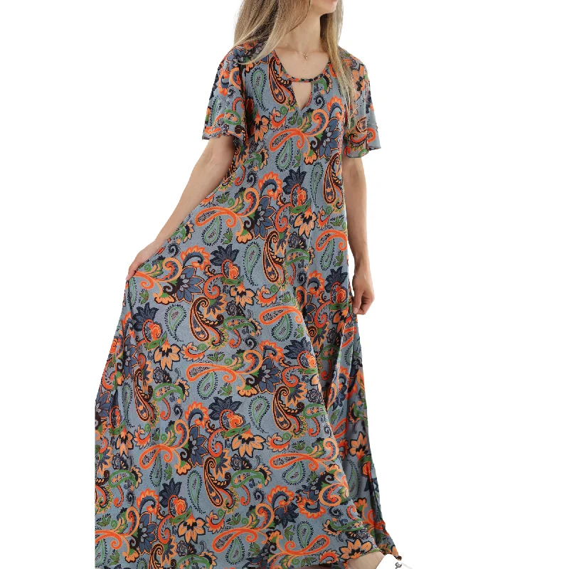 Flowy 'Fiorella' Straight Structure Floral Maxi Dress Comfortable Maxi Dress with Slits Flowy 'Fiorella' Straight Structure Floral Maxi Dress Comfortable Maxi Dress with Slits