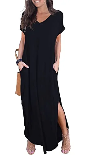 GRECERELLE Women Summer Maxi Casual Long Dress Loose Short Sleeve Floral Print Maxi Dresses with Pocket Stylish Boho Maxi Dress GRECERELLE Women Summer Maxi Casual Long Dress Loose Short Sleeve Floral Print Maxi Dresses with Pocket Stylish Boho Maxi Dress
