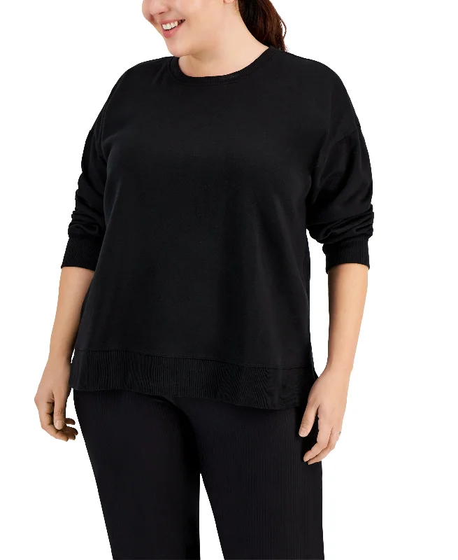 ID Ideology Plus Size Solid Crewneck Sweatshirt Hoodie with Double Zipper Versatile Adjustable ID Ideology Plus Size Solid Crewneck Sweatshirt Hoodie with Double Zipper Versatile Adjustable