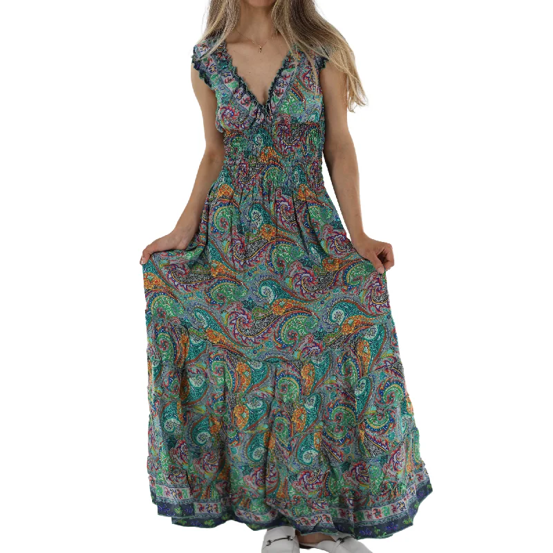 Long Floral Midriff 'Donna' Maxi Dress Trendy Floral Print Maxi Dress