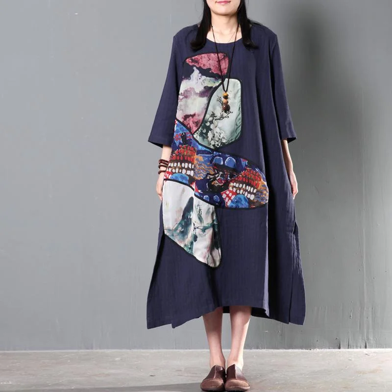 New Navy linen summer maxi dress long print patchwork long sundress caftan dress Stylish V-Neck Maxi Dress New Navy linen summer maxi dress long print patchwork long sundress caftan dress Stylish V-Neck Maxi Dress