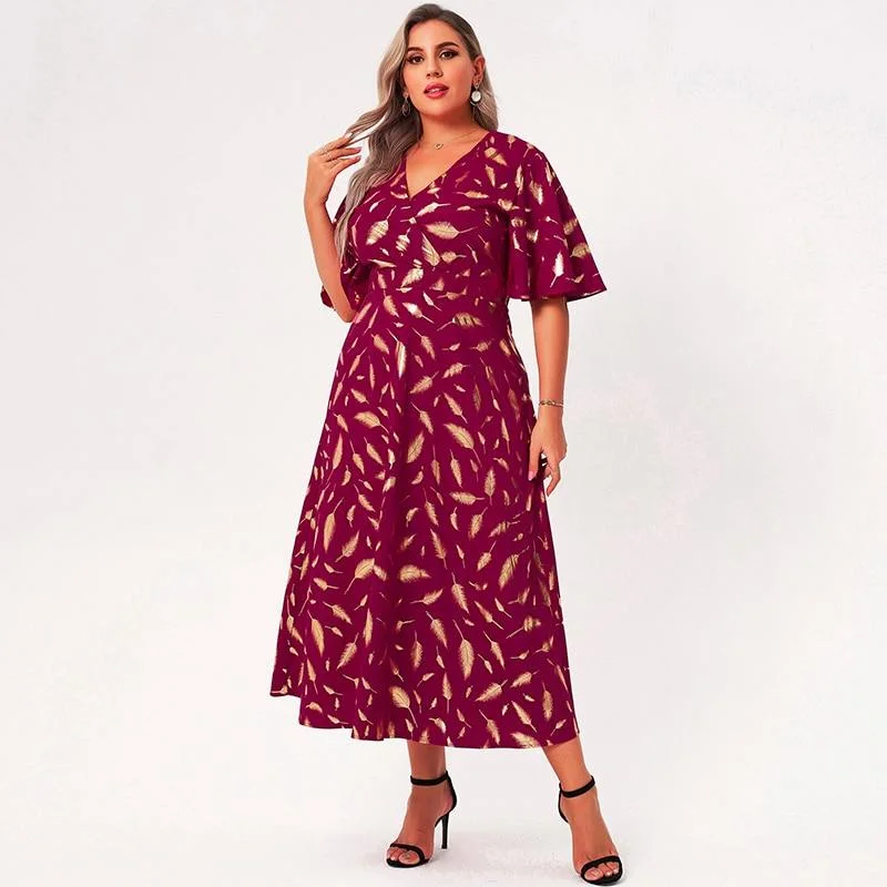 FashionSierra - Summer Maxi Dress Women Plus Size Red Loose Plant Floral Print Slim Ruffle Short Sleeve Large Holiday Style Party Robes Trendy Maxi Dress with Belt FashionSierra - Summer Maxi Dress Women Plus Size Red Loose Plant Floral Print Slim Ruffle Short Sleeve Large Holiday Style Party Robes Trendy Maxi Dress with Belt