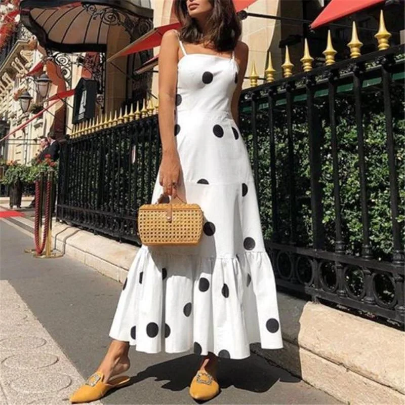 FashionSierra - Polka dot long maxi dress Summer sleeveless ruffles women dress Big dots casaul bohemian dresses Boho beach vestidos mujer Fashionable Chiffon Maxi Dress FashionSierra - Polka dot long maxi dress Summer sleeveless ruffles women dress Big dots casaul bohemian dresses Boho beach vestidos mujer Fashionable Chiffon Maxi Dress