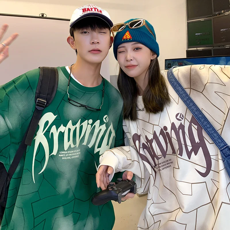 Unisex Fashion Round Neck Long Sleeve Letter Print Loose Sweatshirt Hoodie with Turtle Neck Cozy Winter Unisex Fashion Round Neck Long Sleeve Letter Print Loose Sweatshirt Hoodie with Turtle Neck Cozy Winter
