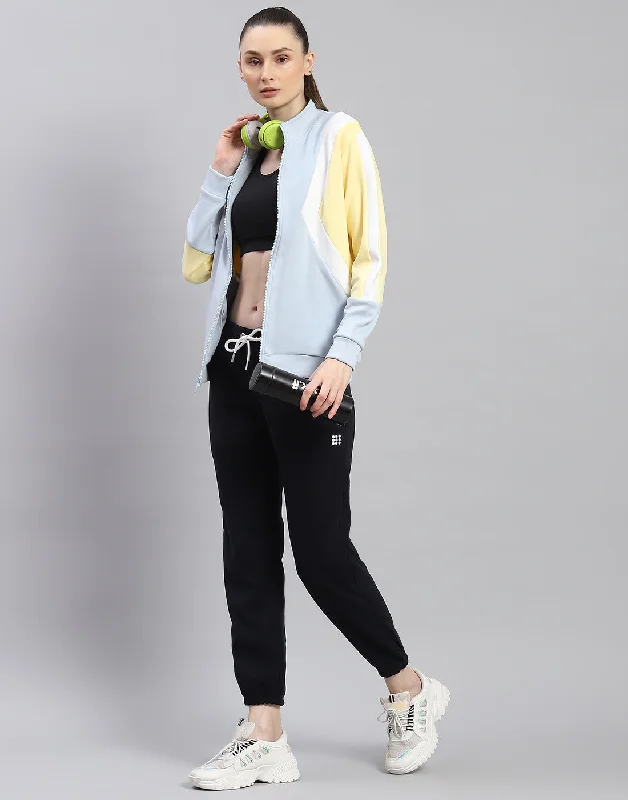 Women Blue Solid Stand Collar Full Sleeve Sweatshirt Hoodie with High Neck Warm Protective Women Blue Solid Stand Collar Full Sleeve Sweatshirt Hoodie with High Neck Warm Protective