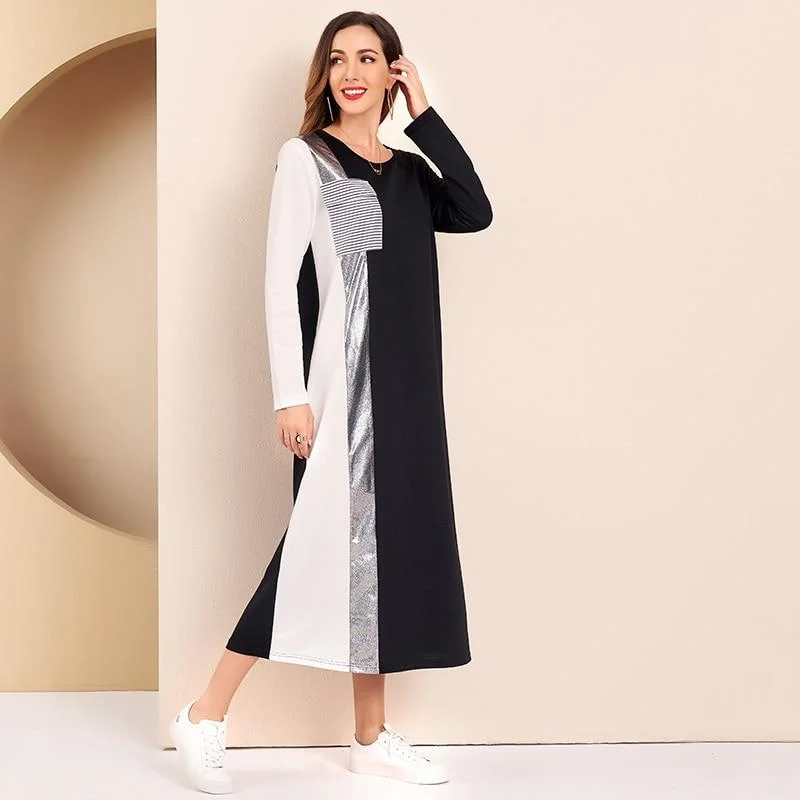 FashionSierra - Women Casual Dress Sequin Panel Colorblock O Neck Long Sleeve Maxi Dresses Trendy Ruffled Maxi Dress FashionSierra - Women Casual Dress Sequin Panel Colorblock O Neck Long Sleeve Maxi Dresses Trendy Ruffled Maxi Dress