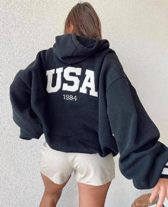 Women Casual Fashion Letter Printed Thickened Long Sleeve Hoodie Hoodie with Snap Buttons Easy Quick Women Casual Fashion Letter Printed Thickened Long Sleeve Hoodie Hoodie with Snap Buttons Easy Quick
