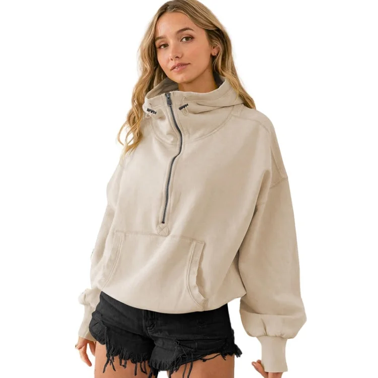 Women Hooded Sweatshirt Sports Hoodie Zipper Drawstring Long Sleeve Top Jacket Hoodie with Hem Applique Textured Unique Women Hooded Sweatshirt Sports Hoodie Zipper Drawstring Long Sleeve Top Jacket Hoodie with Hem Applique Textured Unique