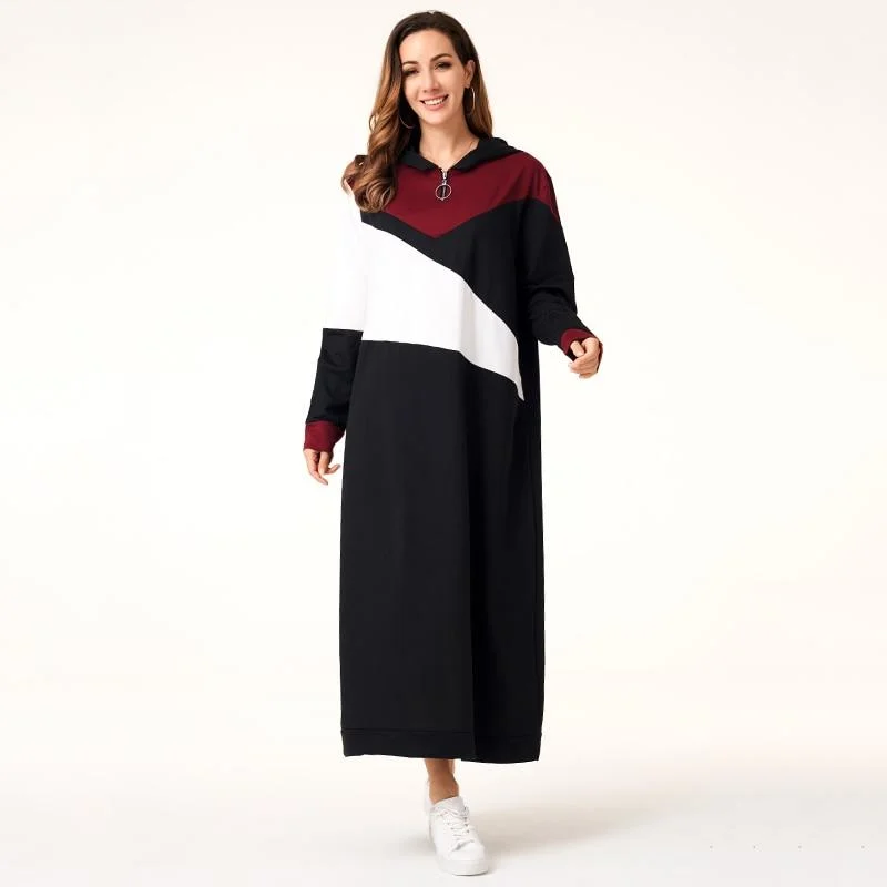 FashionSierra - Women Hoodie Dresses Patchwork Zipper Long Sleeve Hooded Maxi Dresses Casual Dress Women Autumn Stylish Button-Up Maxi Dress FashionSierra - Women Hoodie Dresses Patchwork Zipper Long Sleeve Hooded Maxi Dresses Casual Dress Women Autumn Stylish Button-Up Maxi Dress