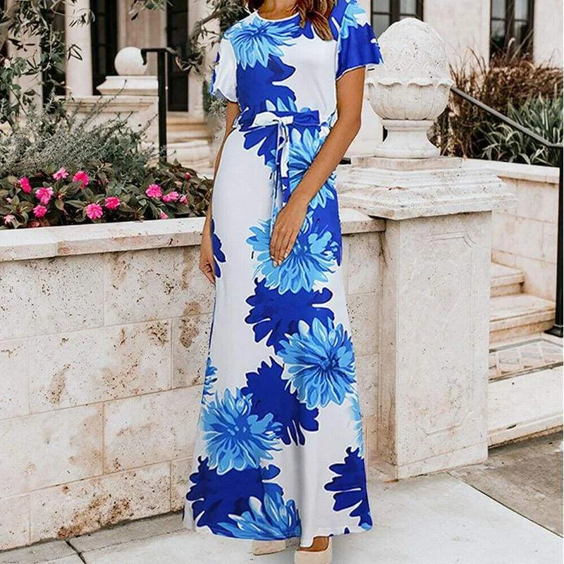 FashionSierra - Women Ladies Summer Boho Floral Maxi Dress Casual High Waist Short Sleeve O-Neck Party Holiday Beach Dress Sundress Trendy Floral Print Maxi Dress FashionSierra - Women Ladies Summer Boho Floral Maxi Dress Casual High Waist Short Sleeve O-Neck Party Holiday Beach Dress Sundress Trendy Floral Print Maxi Dress