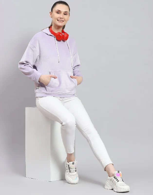 Women Purple Solid Hooded Full Sleeve Sweatshirt Hoodie with Thumb Holes Functional Cozy Women Purple Solid Hooded Full Sleeve Sweatshirt Hoodie with Thumb Holes Functional Cozy