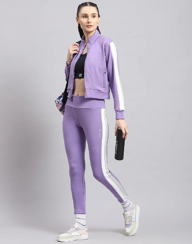 Women Purple Solid Stand Collar Full Sleeve Sweatshirt Hoodie with Lace Feminine Delicate Women Purple Solid Stand Collar Full Sleeve Sweatshirt Hoodie with Lace Feminine Delicate