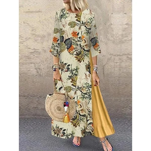 FashionSierra - Women Summer Boho Floral O Neck Long Sleeve Maxi Dress Ladies Casual Loose Dress Oversized Kaftan Beach Sundress Cozy Knit Maxi Dress FashionSierra - Women Summer Boho Floral O Neck Long Sleeve Maxi Dress Ladies Casual Loose Dress Oversized Kaftan Beach Sundress Cozy Knit Maxi Dress
