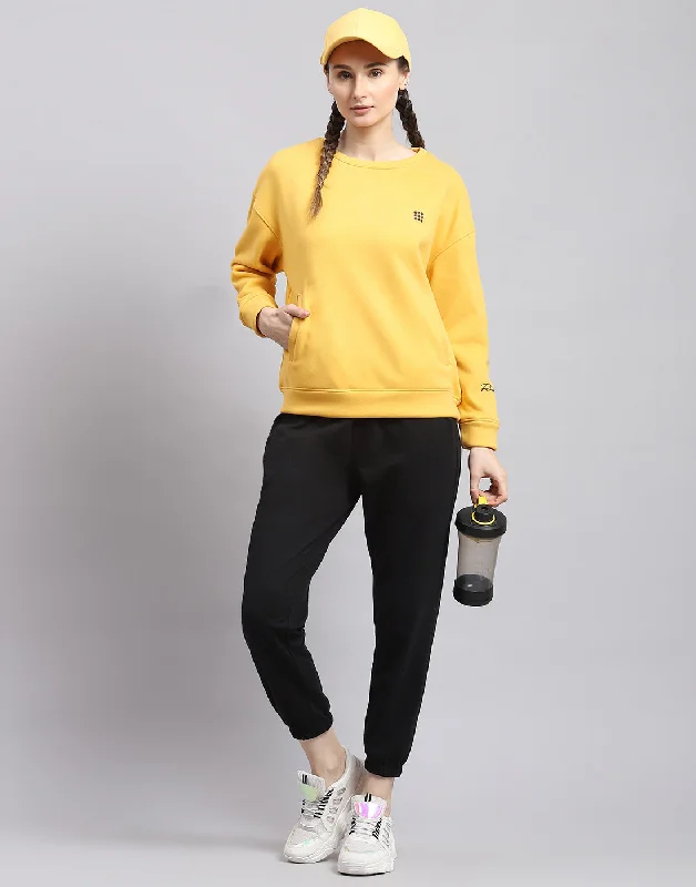 Women Yellow Solid Round Neck Full Sleeve Sweatshirt Hoodie with Hem Raw Edge Edgy Unfinished Women Yellow Solid Round Neck Full Sleeve Sweatshirt Hoodie with Hem Raw Edge Edgy Unfinished
