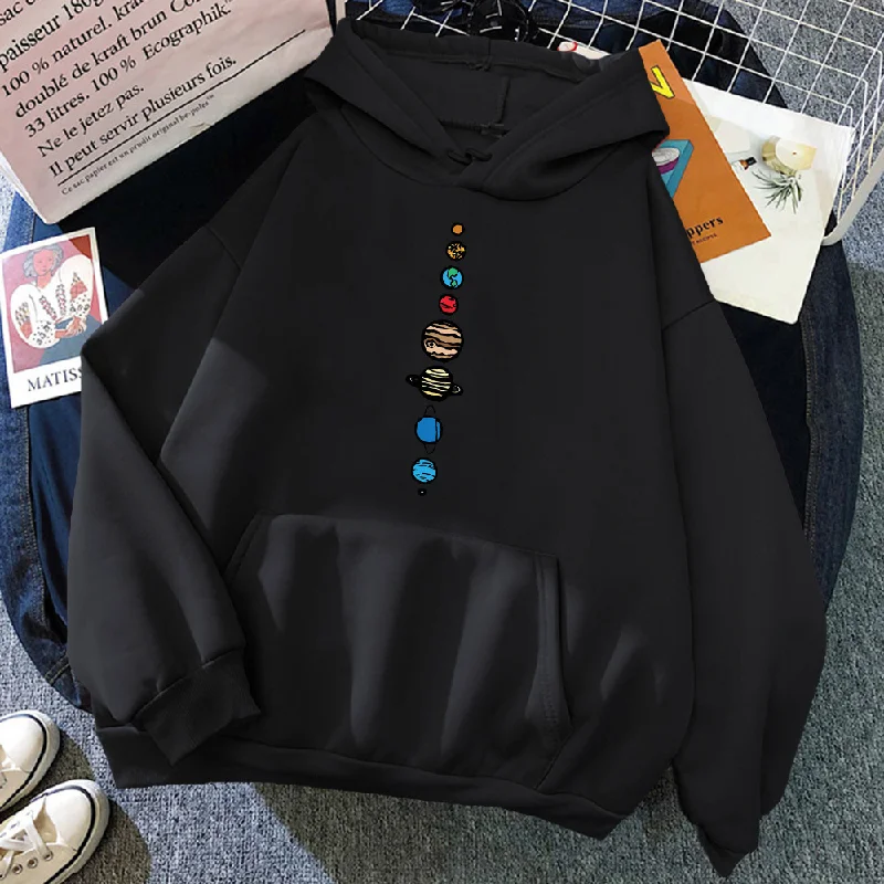 Women'S Basic Long Sleeve Hat Rope Pocket Design Solar System Printed Hoodie Hoodie with Crew Neck Simple Timeless Women'S Basic Long Sleeve Hat Rope Pocket Design Solar System Printed Hoodie Hoodie with Crew Neck Simple Timeless