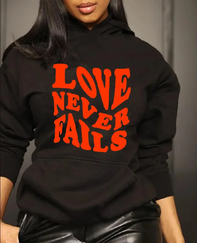Women'S Fashion Letter Print Hooded Casual Loose Sweatshirt Hoodie with Hem Ribbing Snug Secure Women'S Fashion Letter Print Hooded Casual Loose Sweatshirt Hoodie with Hem Ribbing Snug Secure