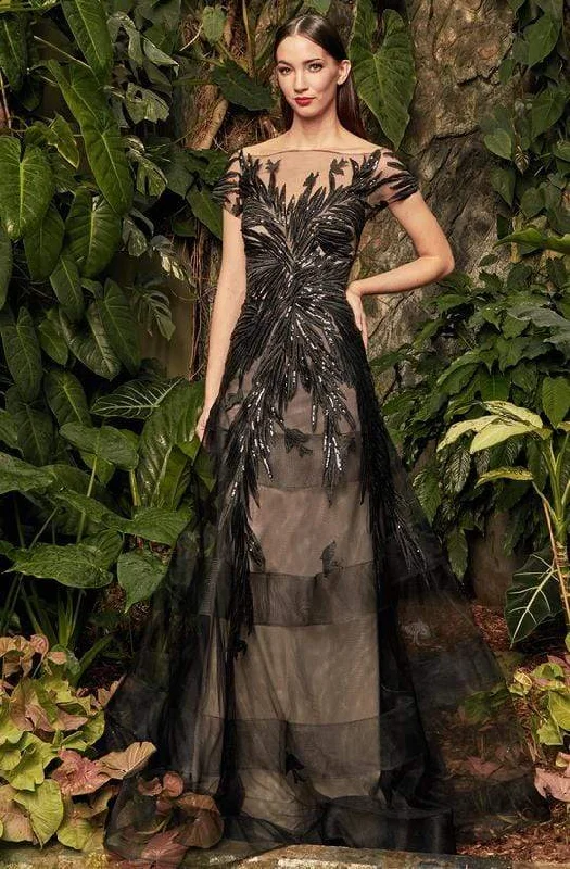 Alexander By Daymor - Illusion Sequin-Ornate Embroidered Gown 961