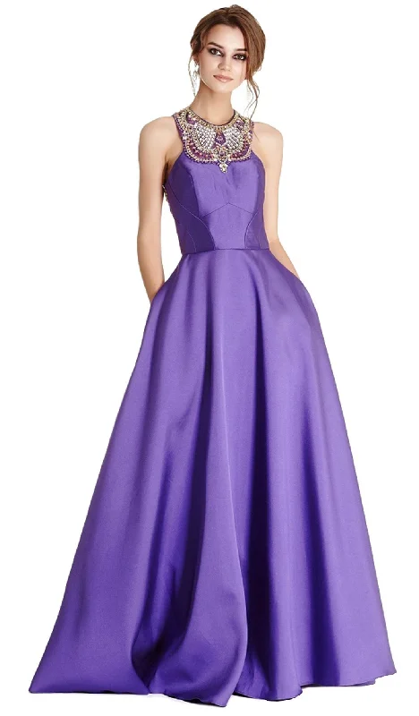 Aspeed Design - Bedazzled Halter Neck Evening Ballgown