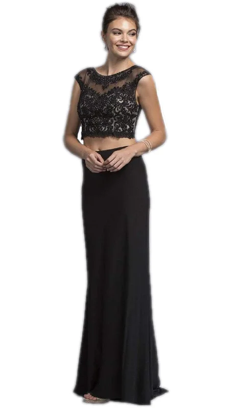 Aspeed Design - Two Piece Illusion Bateau Sheath Prom Dress