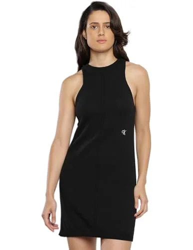Calvin Klein Cotton Blend Black Embroidered Women Dress (J221398BEH) - Size M
